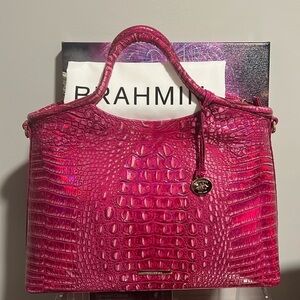Brahmin Pink Croc-Embossed Tote